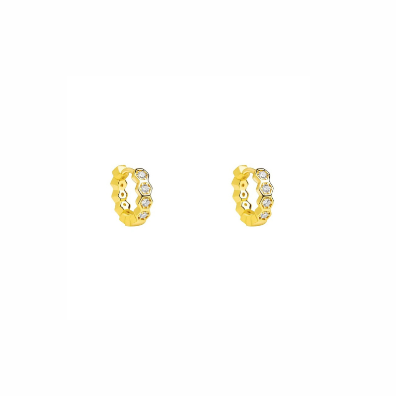 Elegant Hexagonal Hoop Earrings Gold - Eva