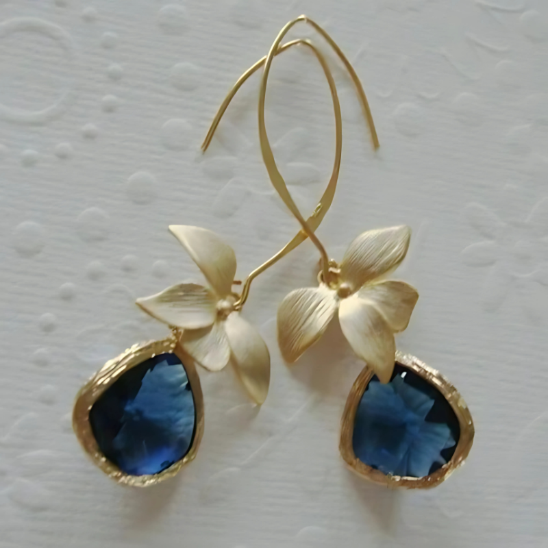 Elegant Blue Blossom Earrings - Chic Flower Design