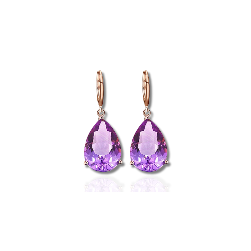 Stylish Purple Amethyst Drop Earrings - Letha