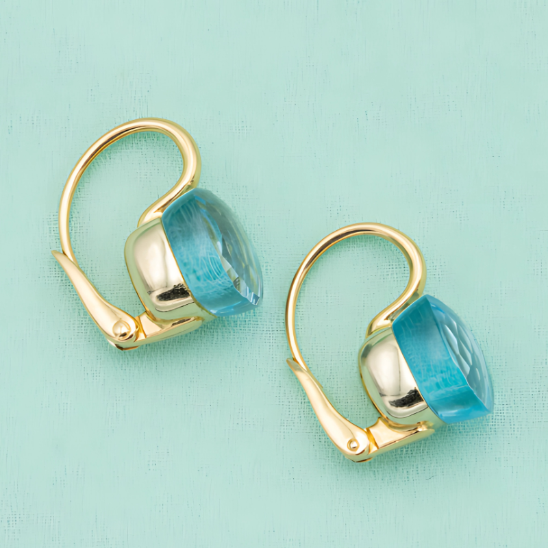 Elegant Blue Embedded Zirconia Earrings - Ella for a Refined Look
