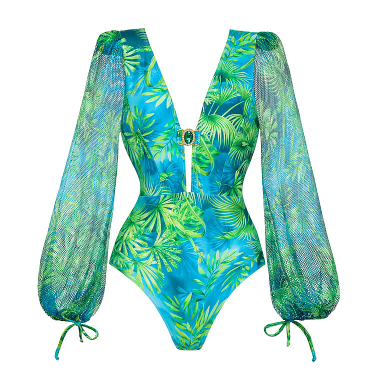 Talia Tropical Leaf Swimwear Set