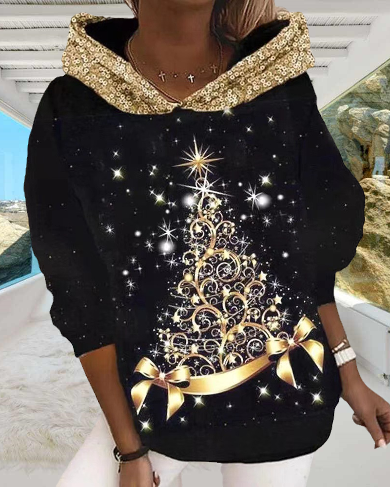 Christmas Tree Print Hoodie