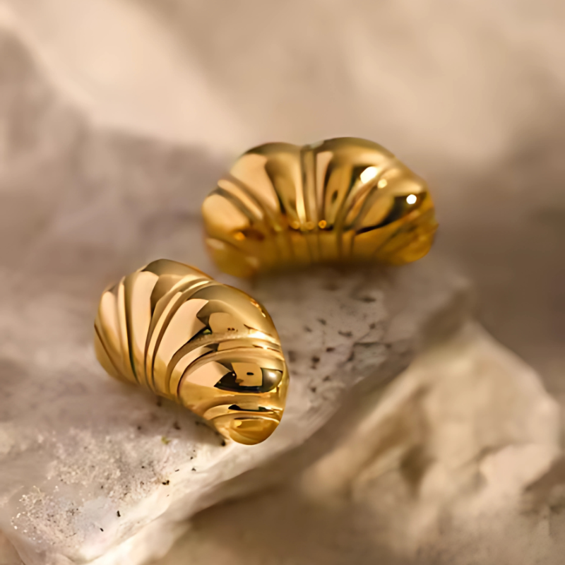 Stylish Glossy Croissant Earrings with Elegant Jasmine Accents