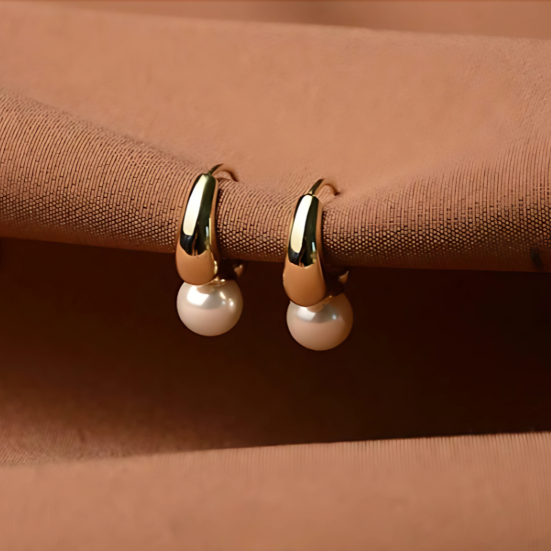 Elegant Gold Gilded Small Pearl Earrings - Belle