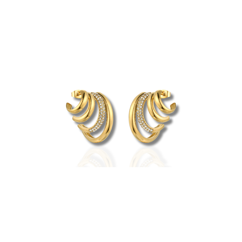 Elegant Triple Earrings with Zircon - Nini