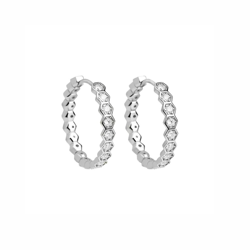 Elegant Hexagonal Hoop Earrings Gold - Eva