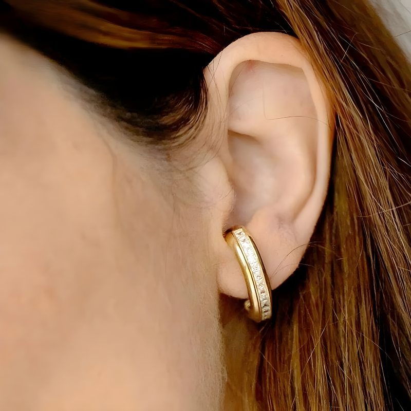 Stylish C-Shaped Zirconia Stud Earrings - Mabel Elegance