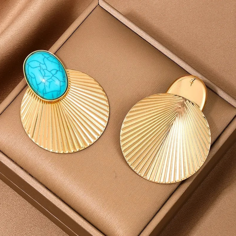 Chic turquoise clip-on earrings - Judith