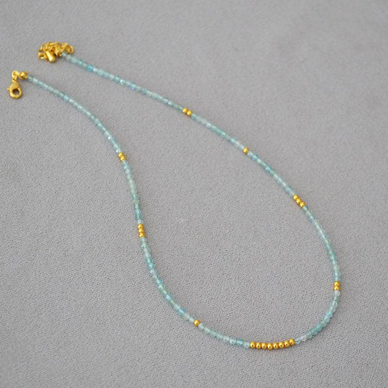 Elegant Cyan Blue Beaded Clavicle Necklace - Luna, the perfect accessory for a stylish look