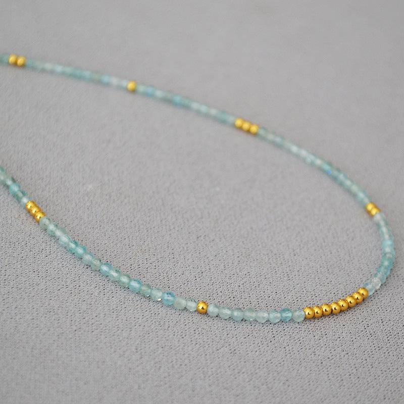 Elegant Cyan Blue Beaded Clavicle Necklace - Luna, the perfect accessory for a stylish look