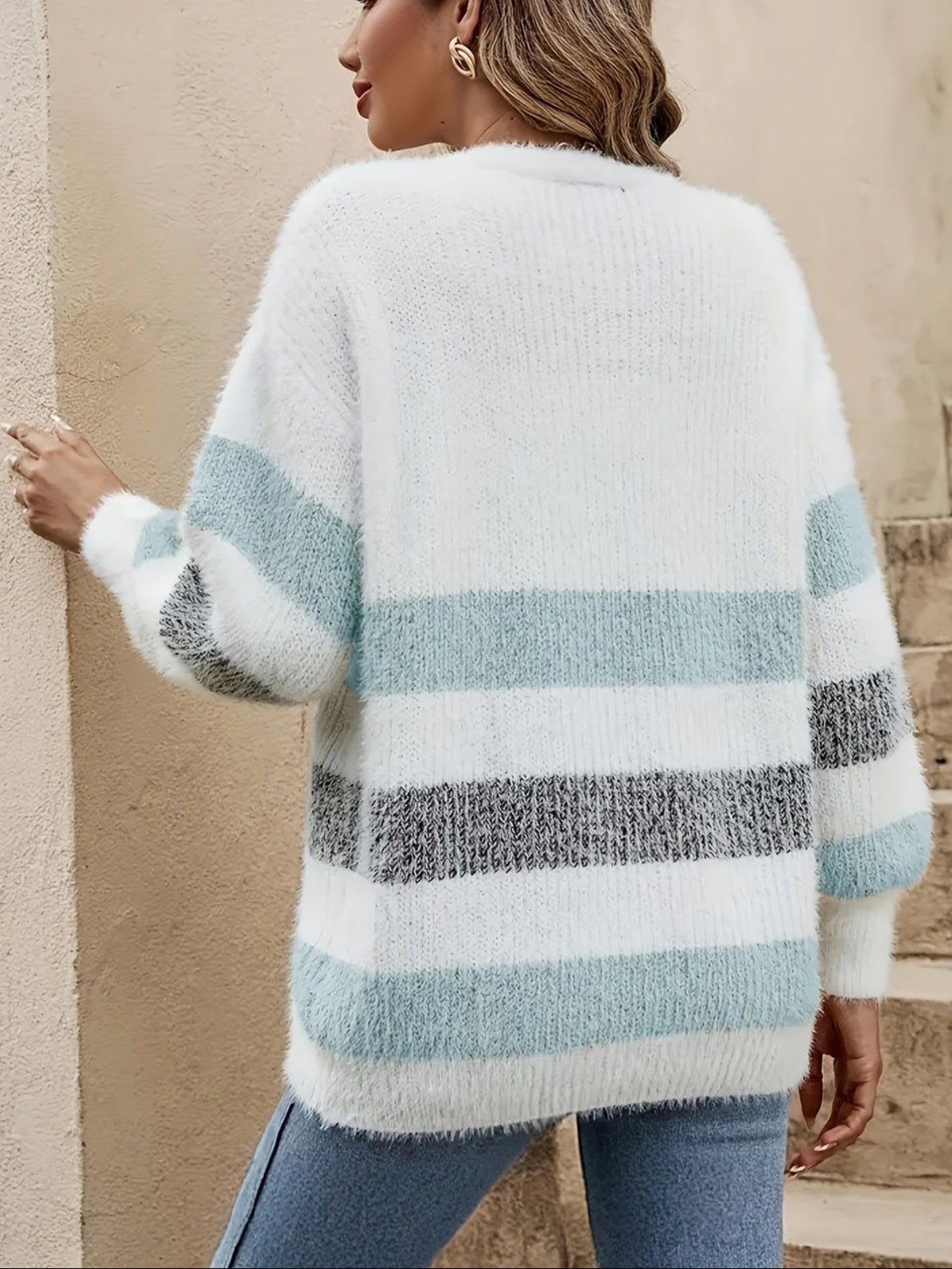 Striped Button-Front Casual Cardigan