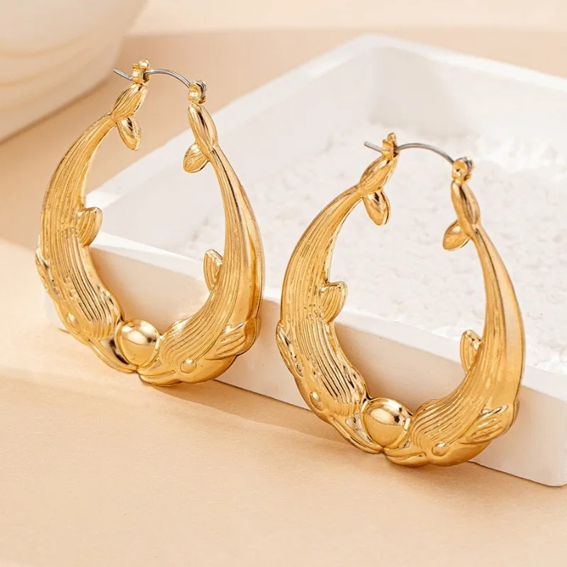 Geometric Dolphin Hoop Earrings – Alba