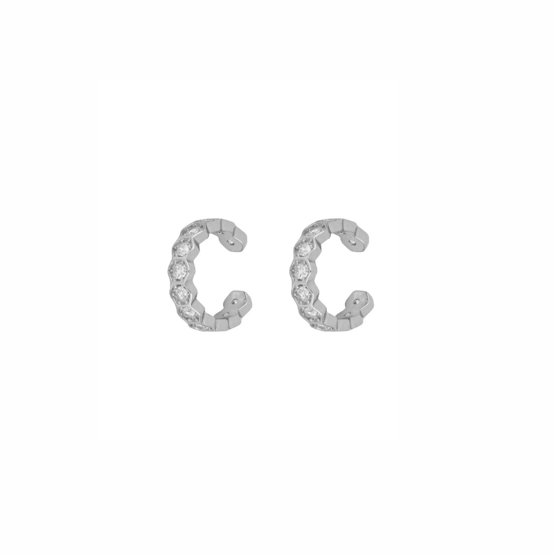 Elegant Hexagonal Hoop Earrings Gold - Eva