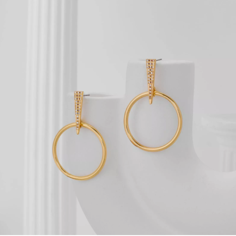 Elegant Gold Plated Round Paperclip Earrings - Megan
