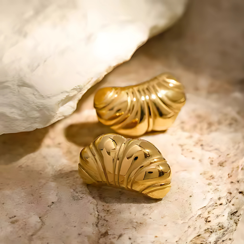 Stylish Glossy Croissant Earrings with Elegant Jasmine Accents