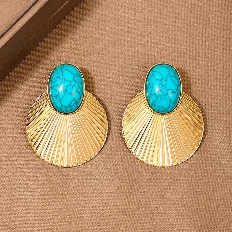 Chic turquoise clip-on earrings - Judith