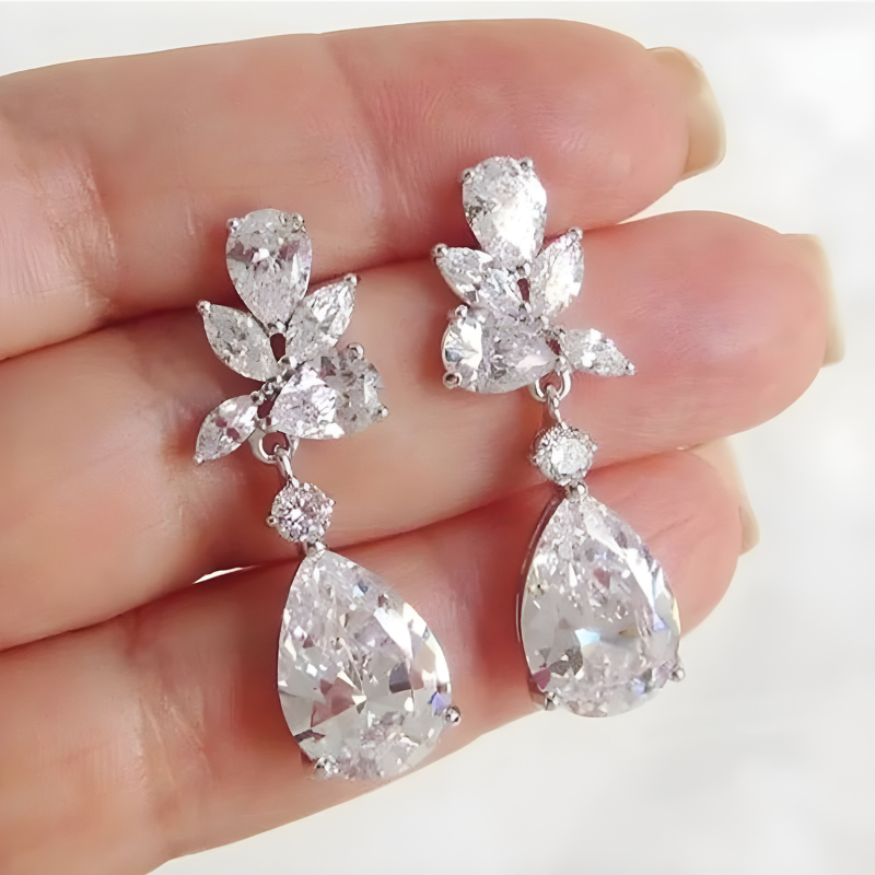 Sophia Elegant Silver Zirconia Dangle Earrings - Beautiful and Stylish Accessory