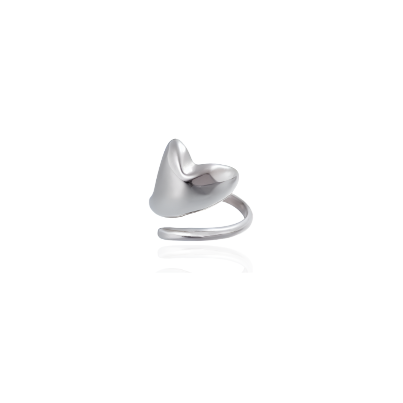 Stylish Adjustable Ring with Large Heart – Camille Elegant Design