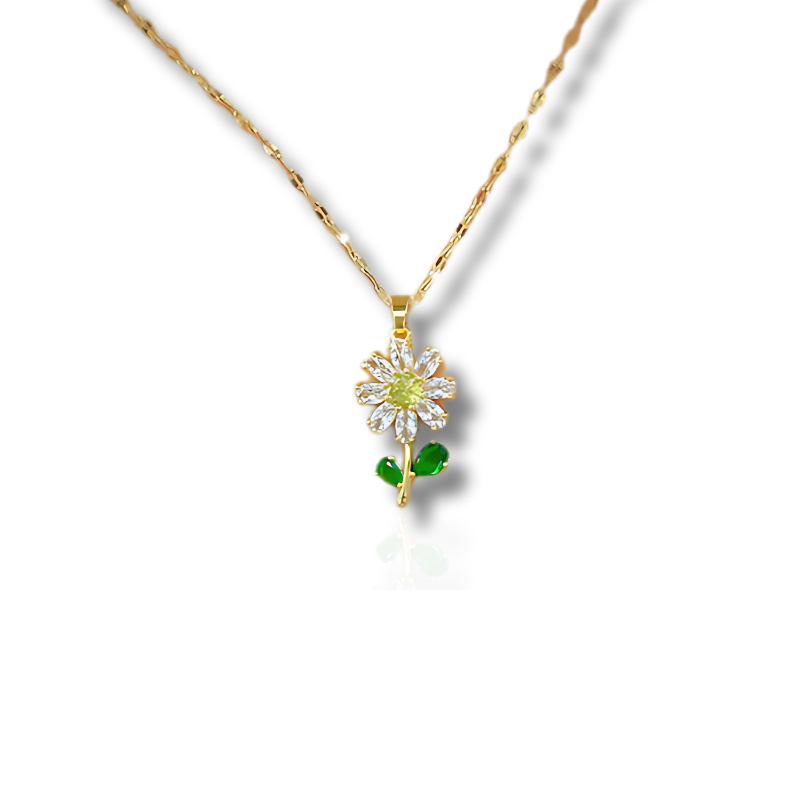 Zircon Sunflower Necklace - Elegant Scarlett Necklace with Sunflower Design