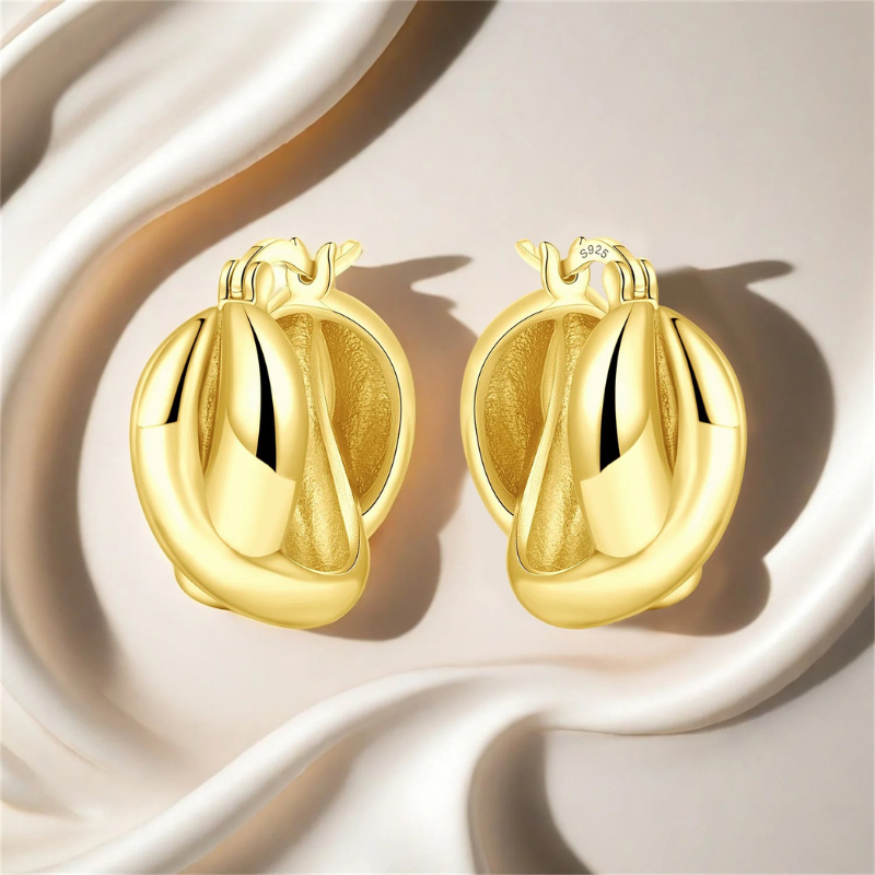 Chic Golden Braided Hoop Earrings - Zola