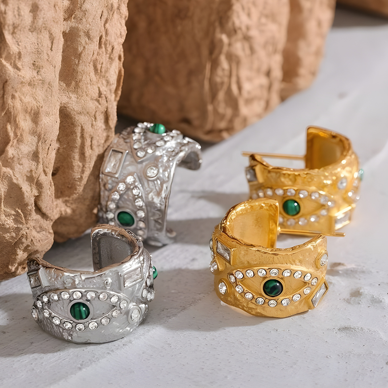 Geometric Earrings with Eye and Zirconia – Bethany