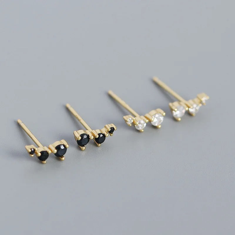 Elegant Three Mini Zirconia Earrings - Sandy