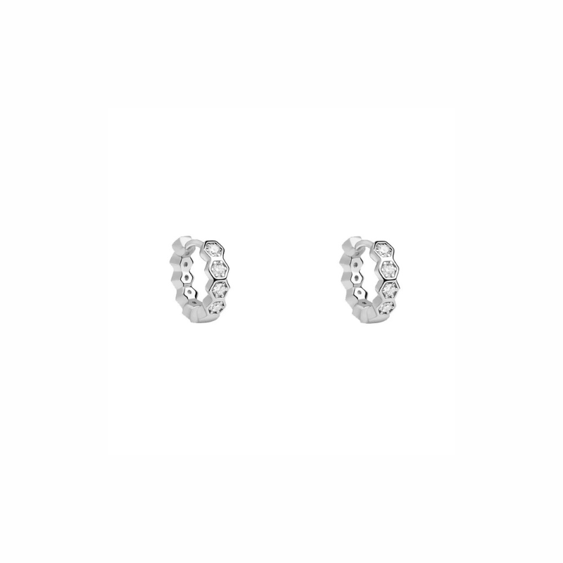 Elegant Hexagonal Hoop Earrings Gold - Eva