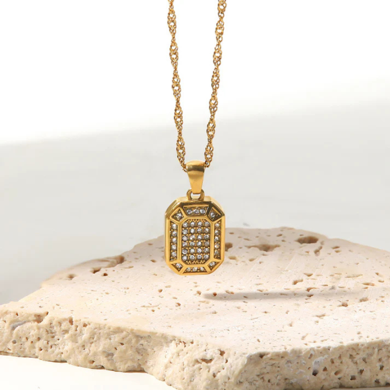 Elegant Geometric Zirconia Pendant Necklace - Julia Style