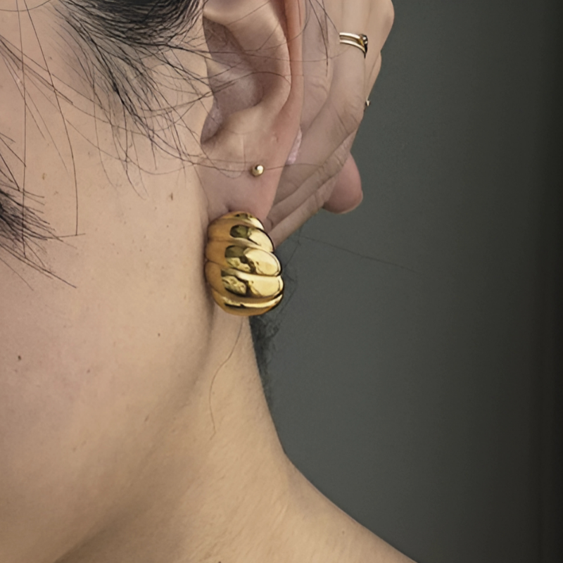 Stylish Glossy Croissant Earrings with Elegant Jasmine Accents