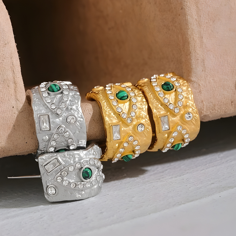 Geometric Earrings with Eye and Zirconia – Bethany