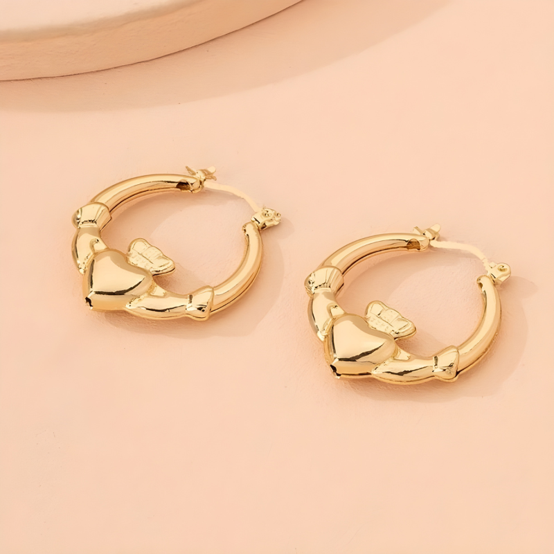 Geometric Heart-Shaped Hoop Earrings – Romy