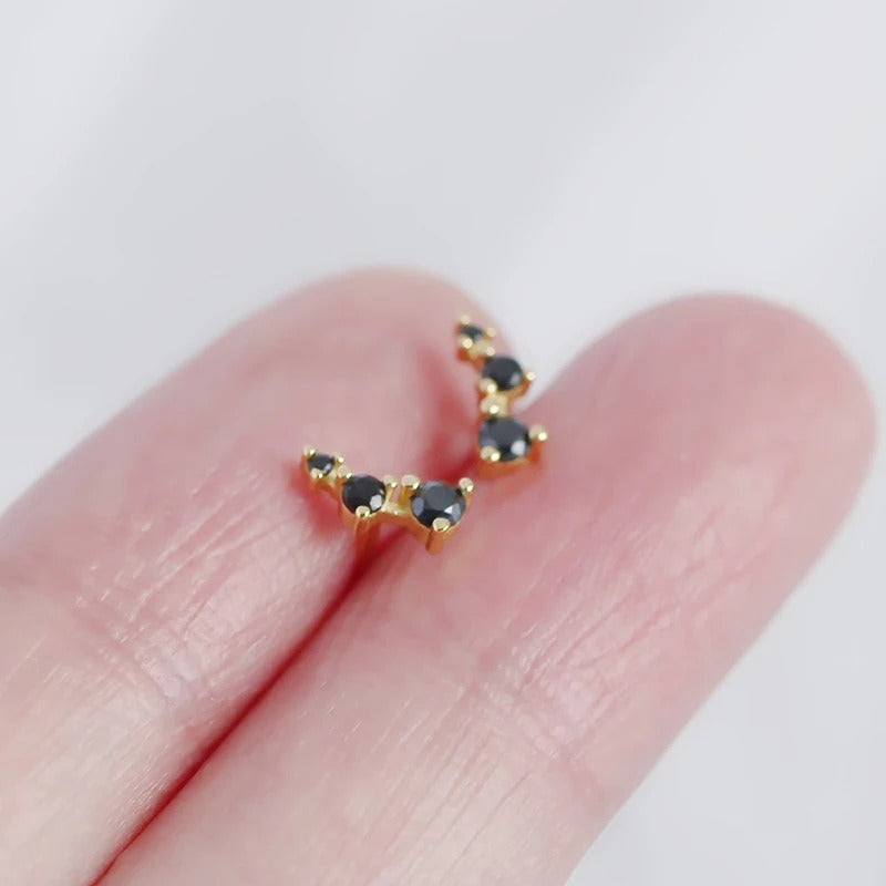 Elegant Three Mini Zirconia Earrings - Sandy