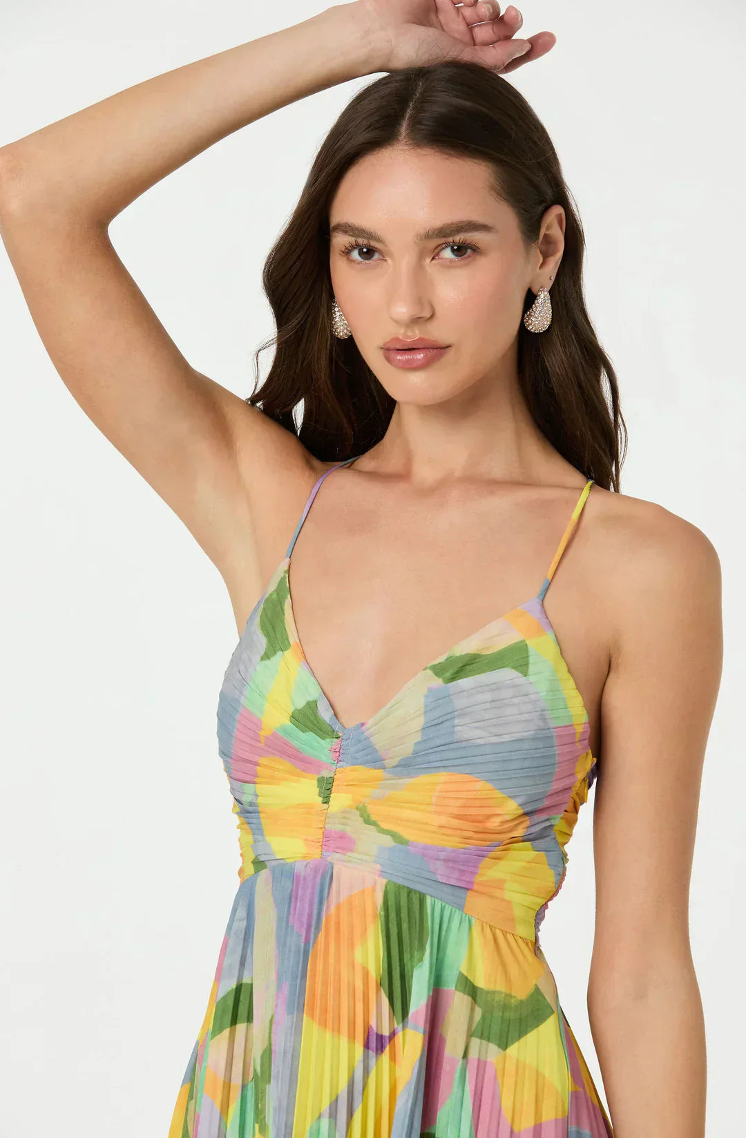 Amara Flowers Pleated Midi Dress