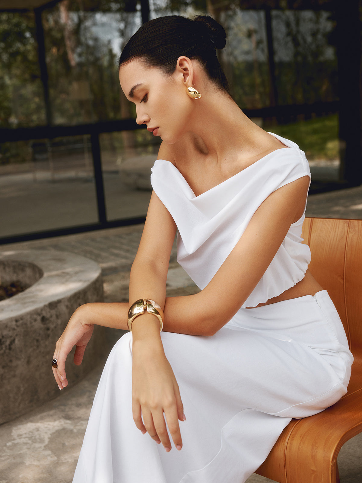 Wide Gold-Colored Bracelet – Statement Cuff for Women