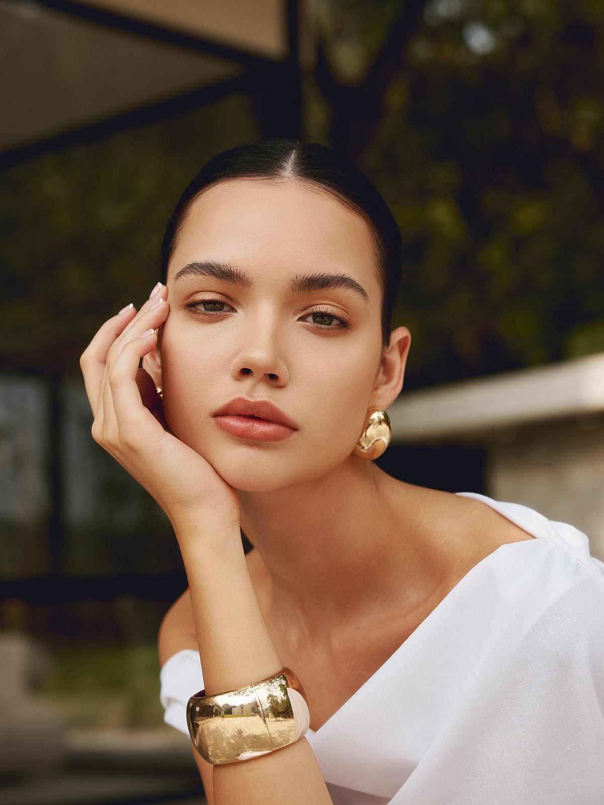 Wide Gold-Colored Bracelet – Statement Cuff for Women