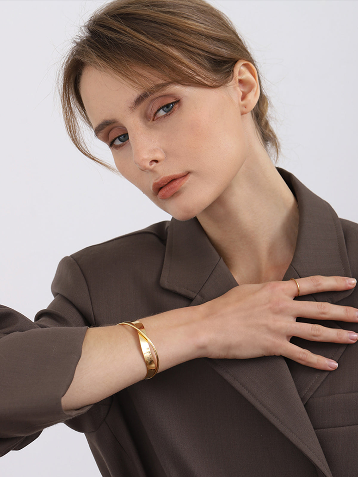 Gold Ladies Bracelet – Minimalist Double Layer Design