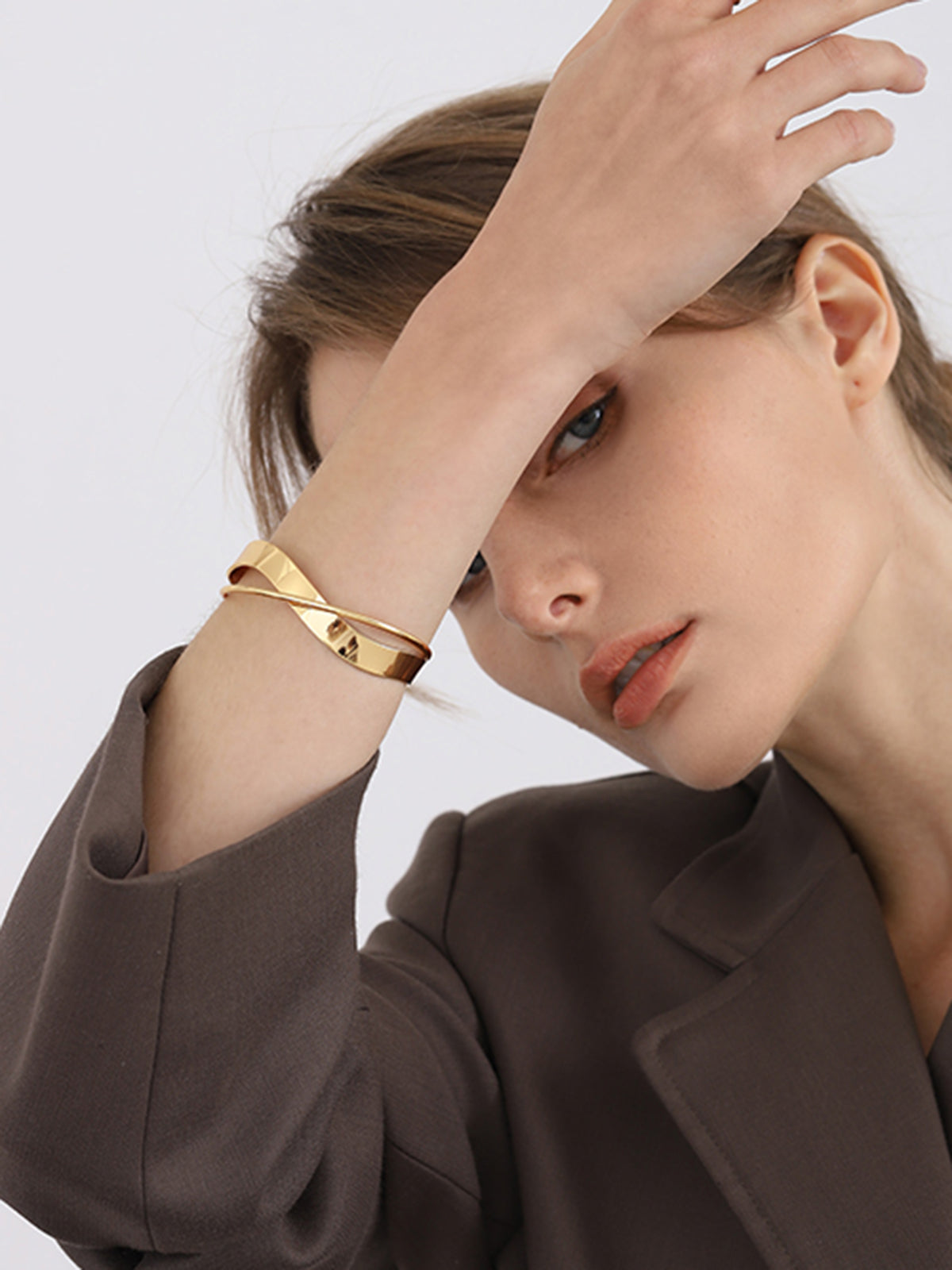 Gold Ladies Bracelet – Minimalist Double Layer Design