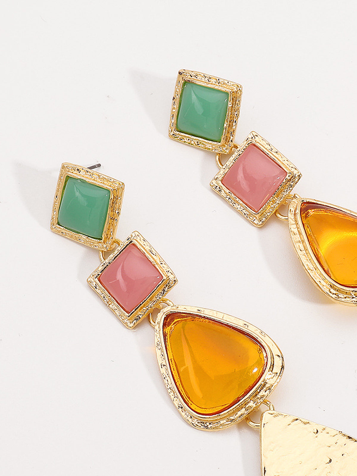Vintage geometric resin earrings with elegant droplet