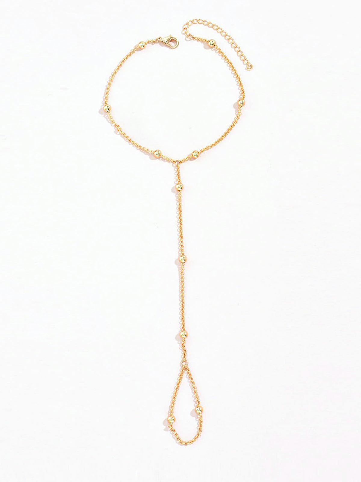 Golden Hand Chain for Women – Elegant Ring Bracelet with Fine Beads