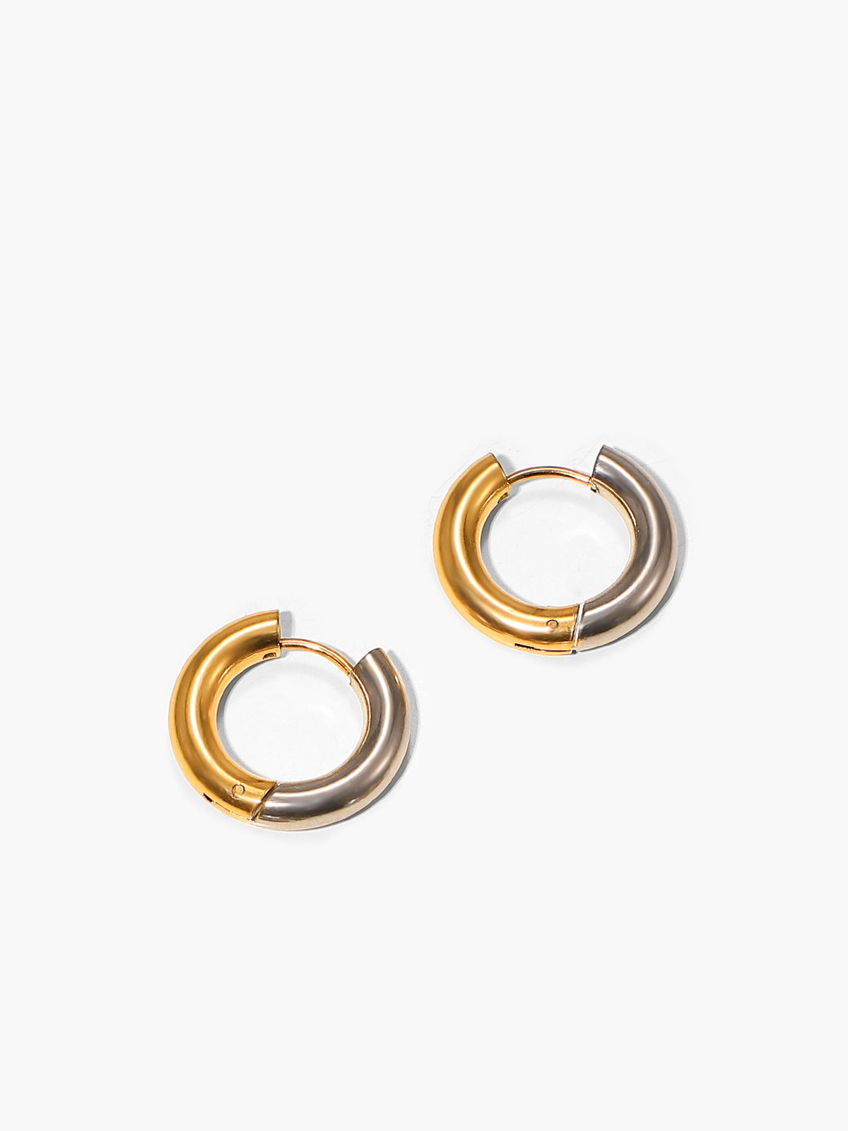 Two-tone stainless steel harness earrings