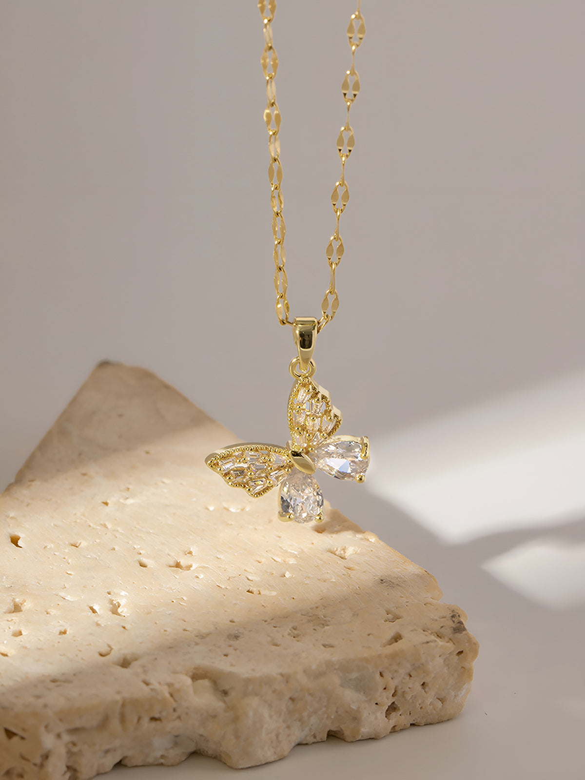 Golden Radiant Butterfly Necklace