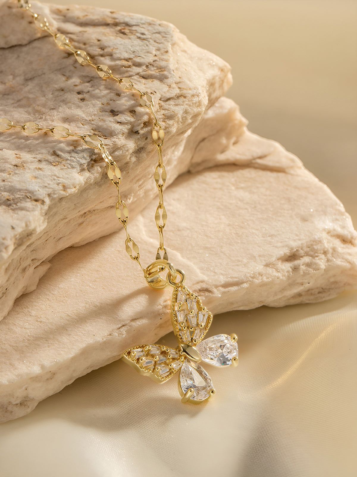 Golden Radiant Butterfly Necklace