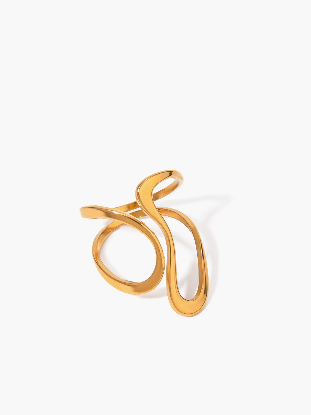 Gold open spiral ring with irregular shape – Trendy fashion accessory