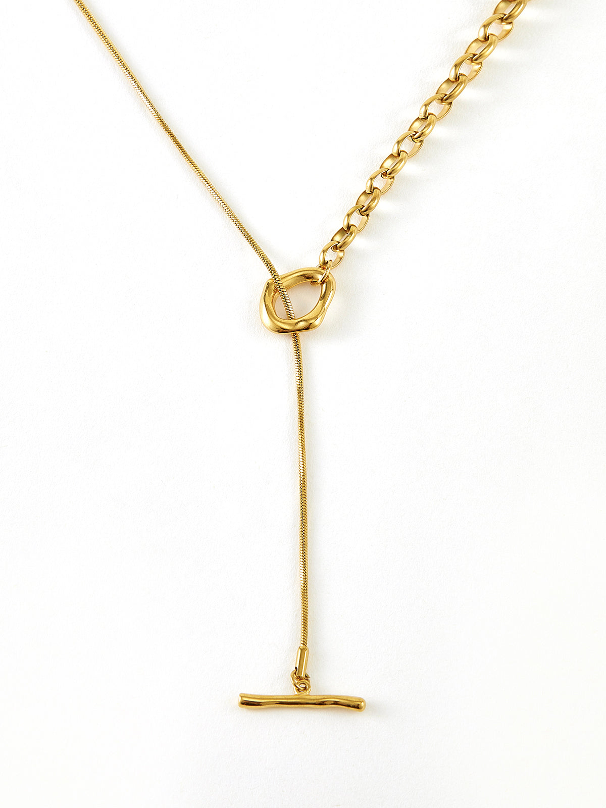 Elegant Y-necklace with lariat in gold