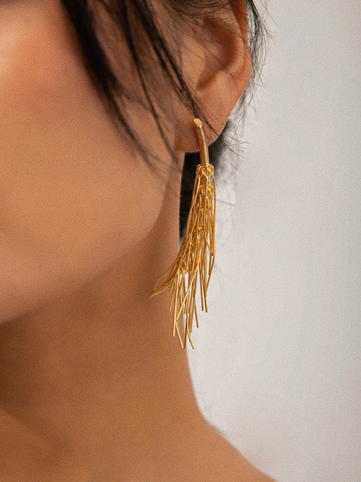 Elegant Gold Paintbrush Earrings