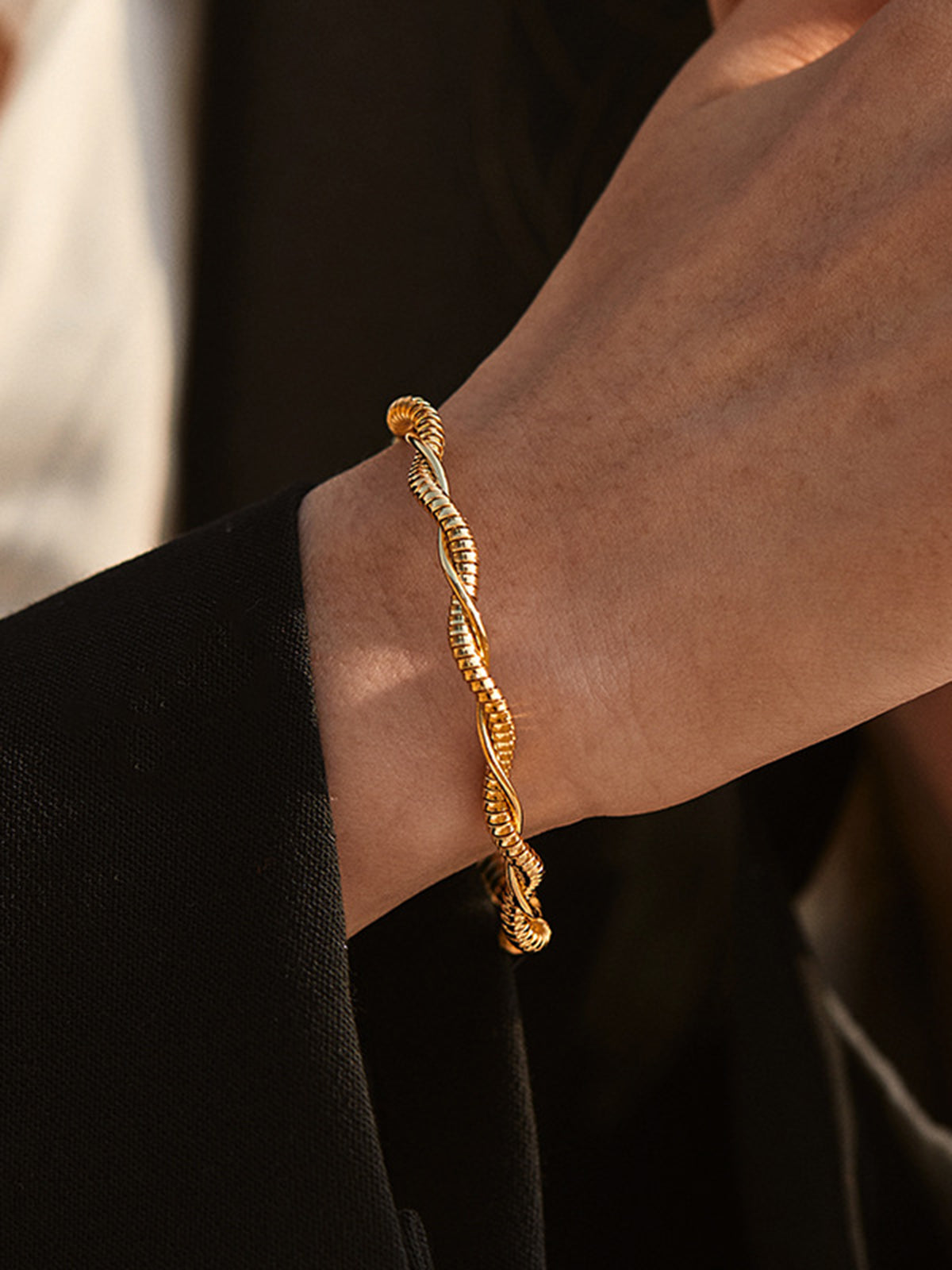 Sleek Minimalist Rotating Open Cuff Bracelet