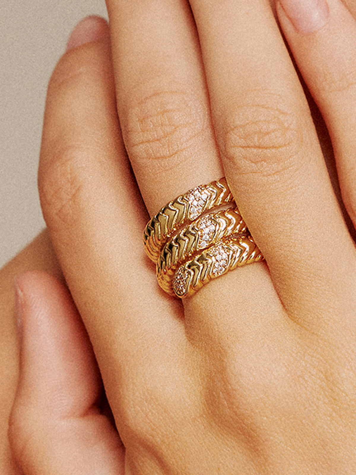Ring and spiral of a snake with triple layer