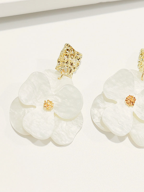 Shining Gold Floral Drop Earrings