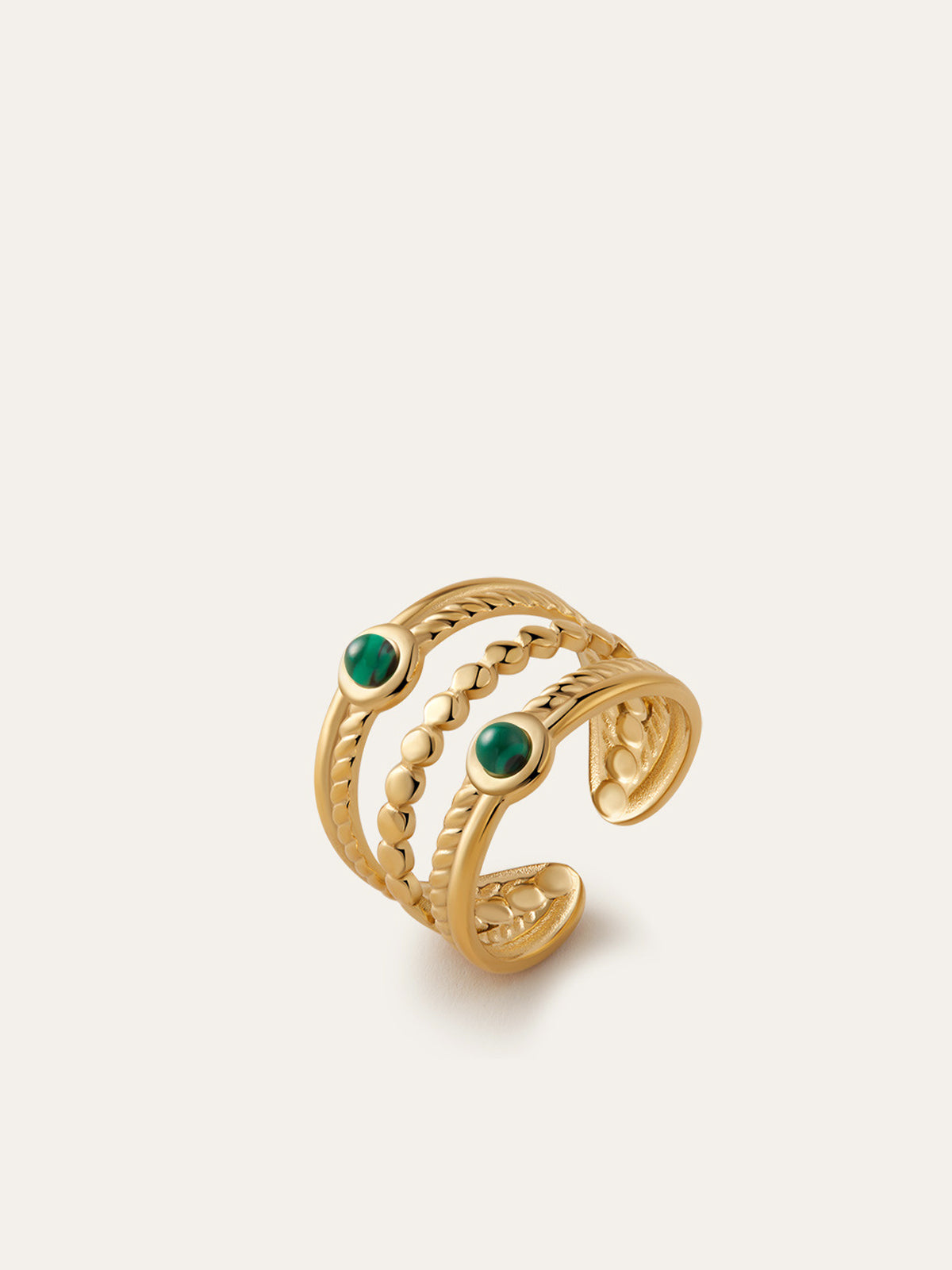Oogent Emerald Accent Multi-Band Gold Ring – Elegant and Unique Jewelry