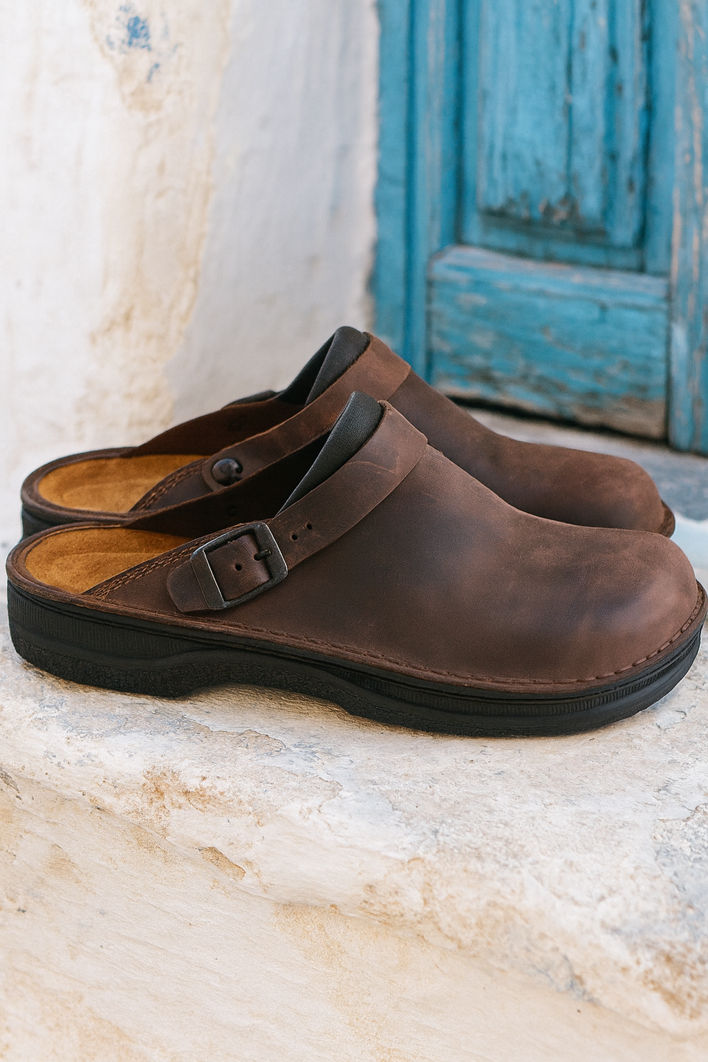 Boho Leather Slip-On Clogs